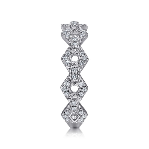 14K White Gold Chain Link Stackable Diamond Ring