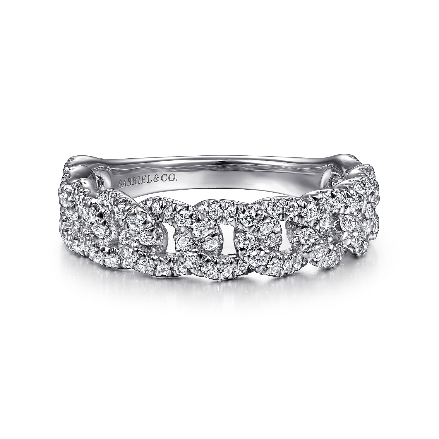 Gabriel - 14K White Gold Chain Link Stackable Diamond Ring