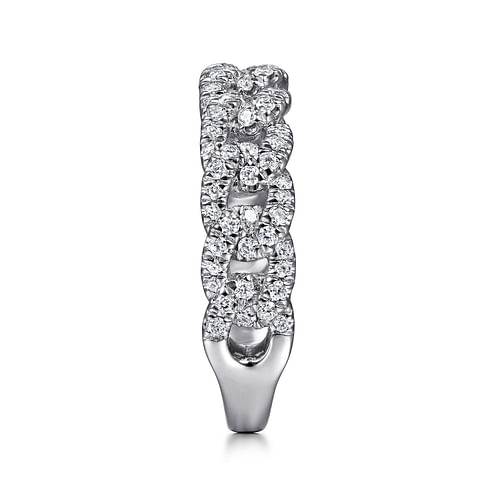 14K White Gold Chain Link Stackable Diamond Ring