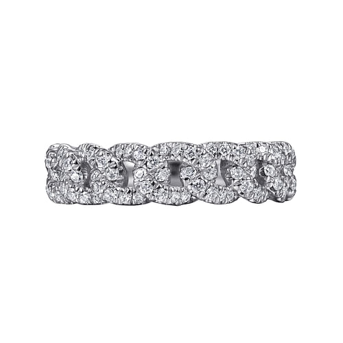 14K White Gold Chain Link Stackable Diamond Ring