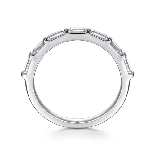 14K White Gold Channel Baguette 7 Stone Diamond Anniversary Band