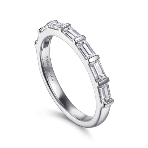 14K White Gold Channel Baguette 7 Stone Diamond Anniversary Band