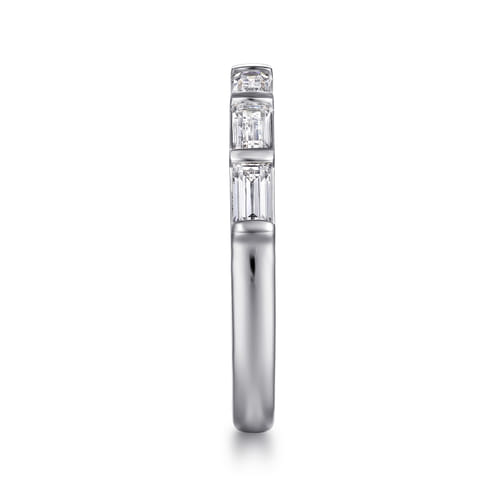 14K White Gold Channel Baguette 7 Stone Diamond Anniversary Band
