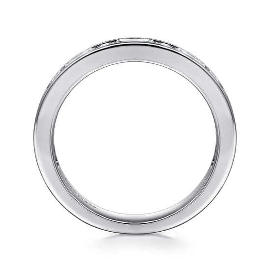 14K White Gold Channel Baguette and Round Diamond Anniversary Band angle 2