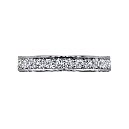 14K White Gold Channel Prong Diamond Anniversary Band with Milgrain