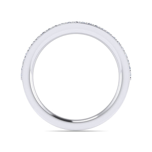 14K White Gold Channel Prong Diamond Anniversary Band with Milgrain