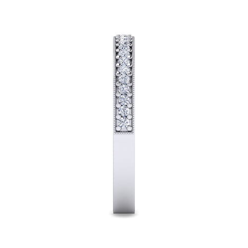14K White Gold Channel Prong Diamond Anniversary Band with Milgrain