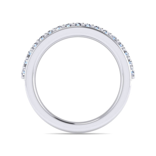 14K White Gold Channel Prong Diamond Anniversary Band with Milgrain
