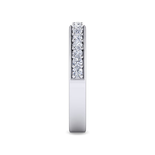 14K White Gold Channel Prong Diamond Anniversary Band with Milgrain