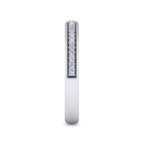 14K White Gold Channel Prong Diamond Anniversary Band with Milgrain
