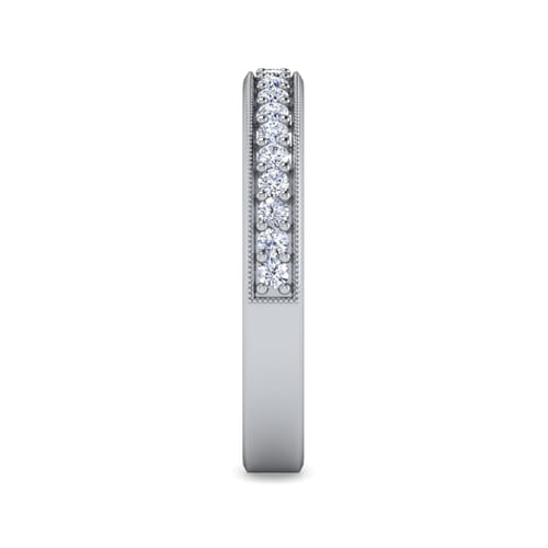 14K White Gold Channel Prong Diamond Anniversary Band with Milgrain