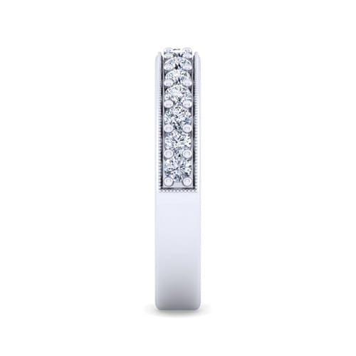 14K White Gold Channel Prong Diamond Anniversary Band with Milgrain 14K White Gold Channel Prong Diamond Anniversary Band with Milgrain