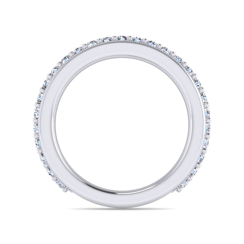 14K White Gold Channel Prong Diamond Anniversary Band with Milgrain