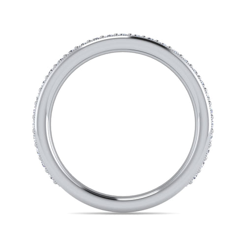14K White Gold Channel Prong Diamond Anniversary Band with Milgrain