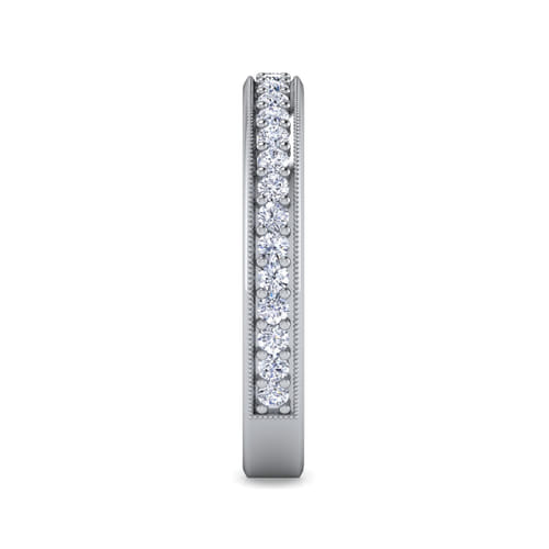 14K White Gold Channel Prong Diamond Anniversary Band with Milgrain