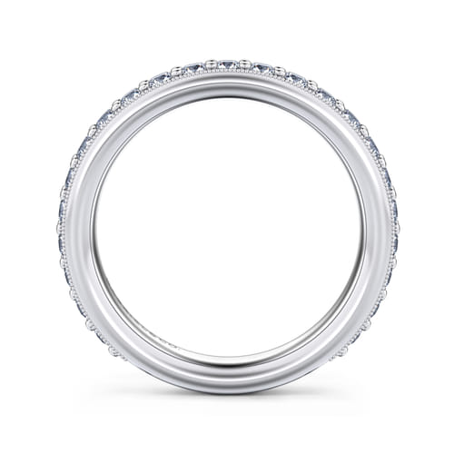 14K White Gold Channel Prong Diamond Anniversary Band with Milgrain
