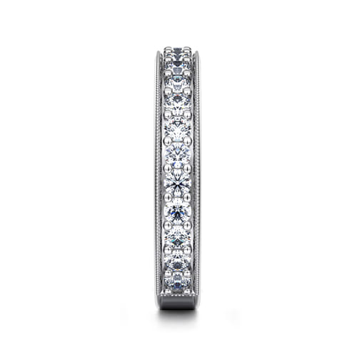 14K White Gold Channel Prong Diamond Anniversary Band with Milgrain