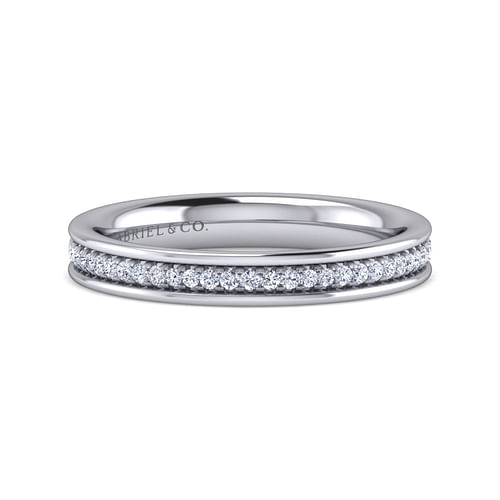 14K White Gold Channel Prong Diamond Anniversary Band