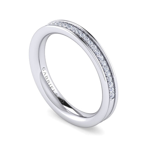 14K White Gold Channel Prong Diamond Anniversary Band