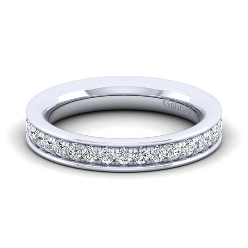 14K White Gold Channel Prong Diamond Anniversary Band