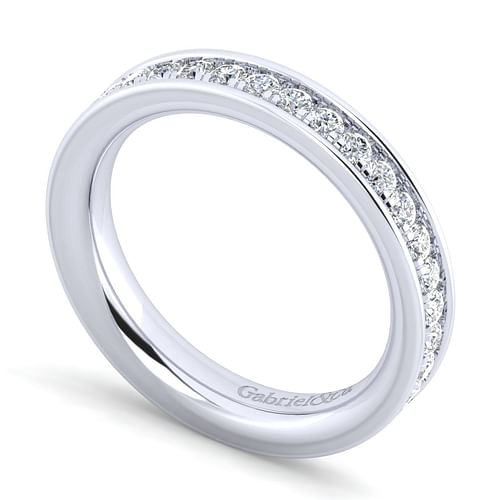 14K White Gold Channel Prong Diamond Anniversary Band