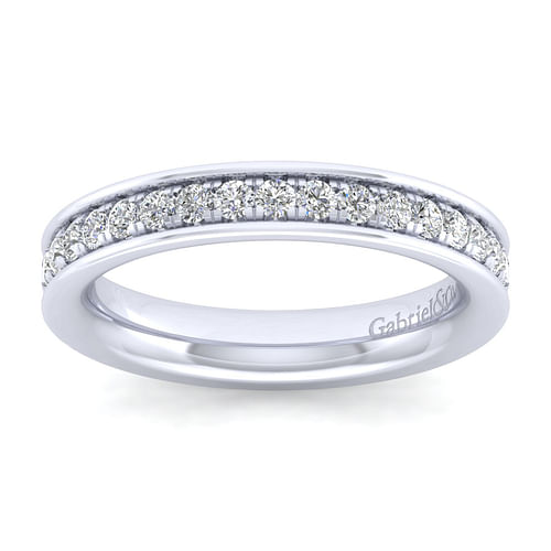 14K White Gold Channel Prong Diamond Anniversary Band