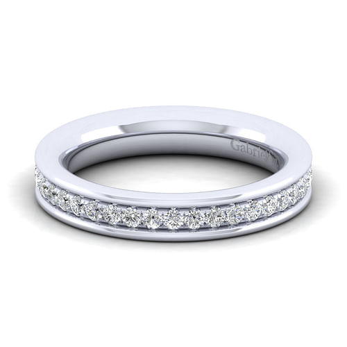 14K White Gold Channel Prong Diamond Anniversary Band