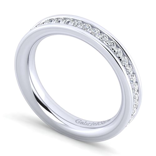 14K White Gold Channel Prong Diamond Anniversary Band