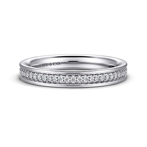 14K White Gold Channel Prong Diamond Anniversary Band