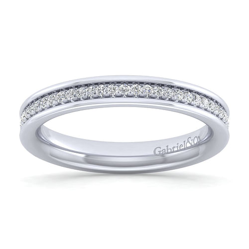 14K White Gold Channel Prong Diamond Anniversary Band