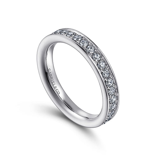 14K White Gold Channel Prong Diamond Anniversary Band