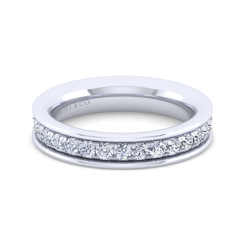 14K White Gold Channel Prong Diamond Anniversary Band