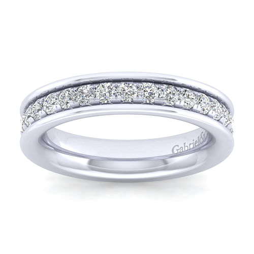 14K White Gold Channel Prong Diamond Anniversary Band