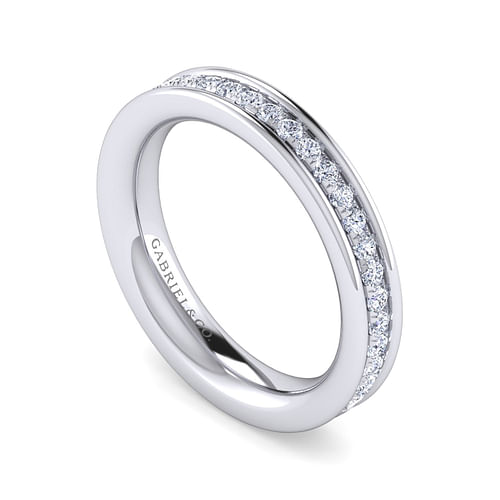 14K White Gold Channel Prong Diamond Anniversary Band