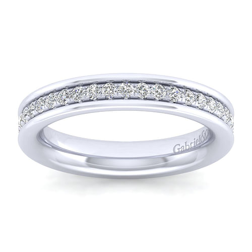 14K White Gold Channel Prong Diamond Anniversary Band