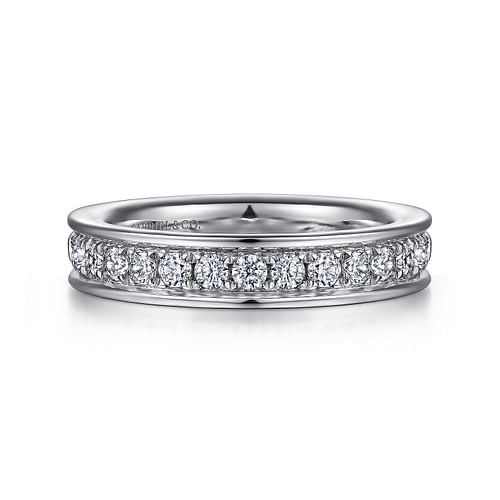 14K White Gold Channel Prong Diamond Anniversary Band