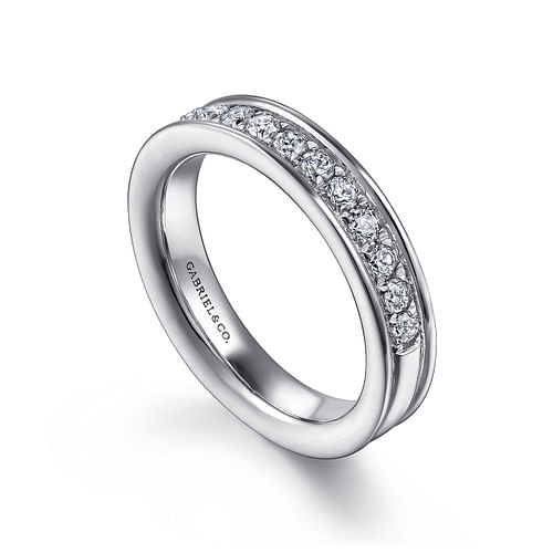 14K White Gold Channel Prong Diamond Anniversary Band