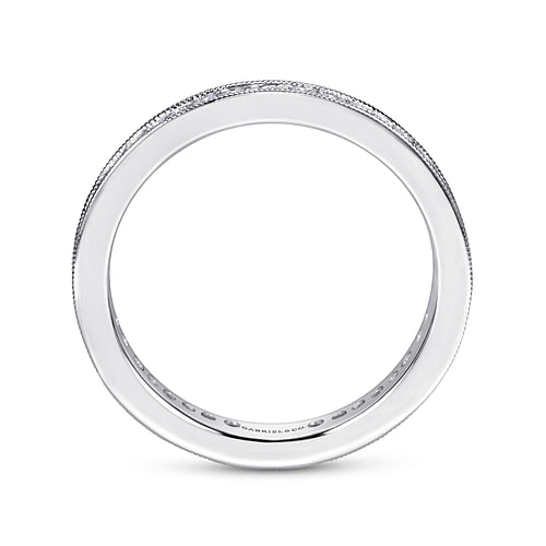 14K White Gold Channel Prong Diamond Eternity Band with Milgrain