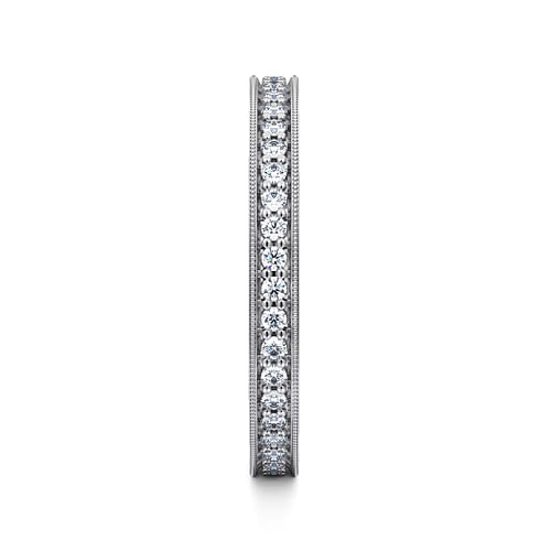 14K White Gold Channel Prong Diamond Eternity Band with Milgrain