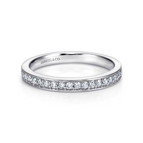 14K White Gold Channel Prong Diamond Wedding Band