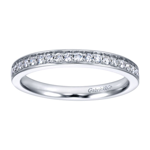 14K White Gold Channel Prong Diamond Wedding Band