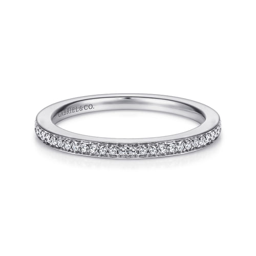 14K White Gold Channel Prong Diamond Wedding Band