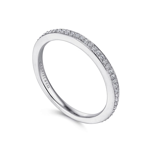 14K White Gold Channel Prong Diamond Wedding Band