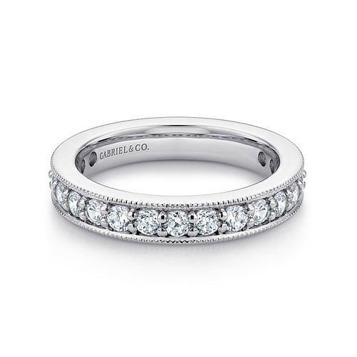 14K White Gold Channel Prong Set Diamond Eternity Band