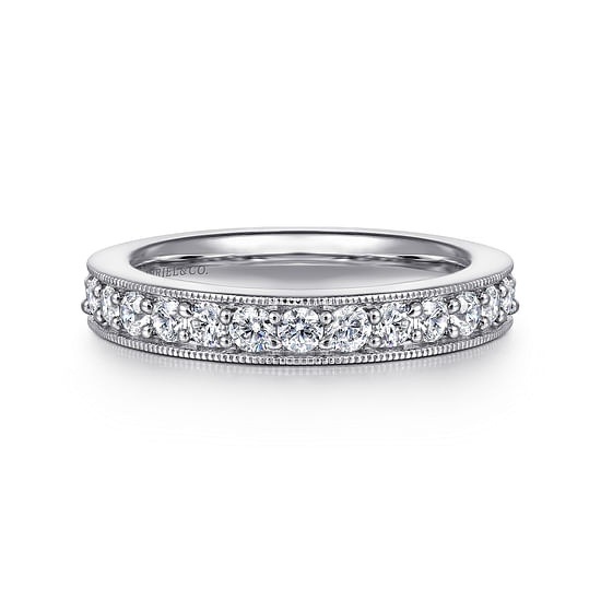 Gabriel - 14K White Gold Channel Prong Set Diamond Eternity Band