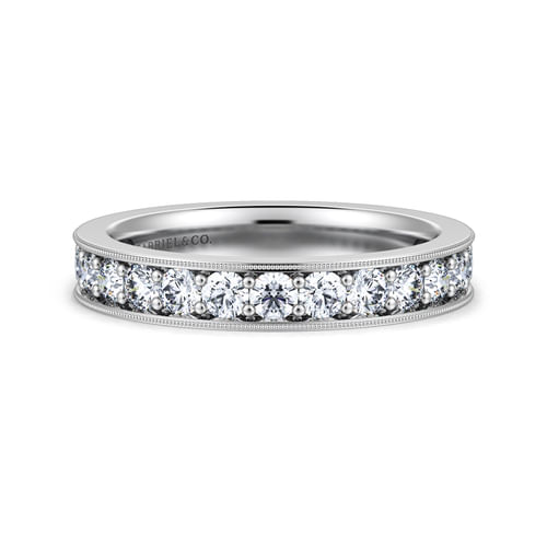 14K White Gold Channel Prong Set Diamond Eternity Band