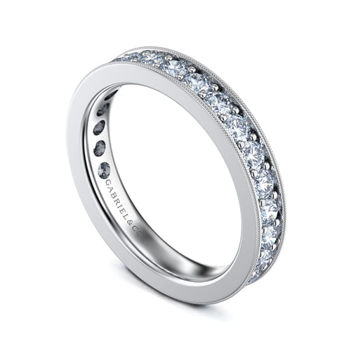 14K White Gold Channel Prong Set Diamond Eternity Band