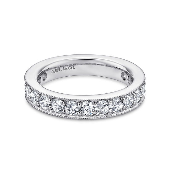 Gabriel - 14K White Gold Channel Prong Set Diamond Eternity Band