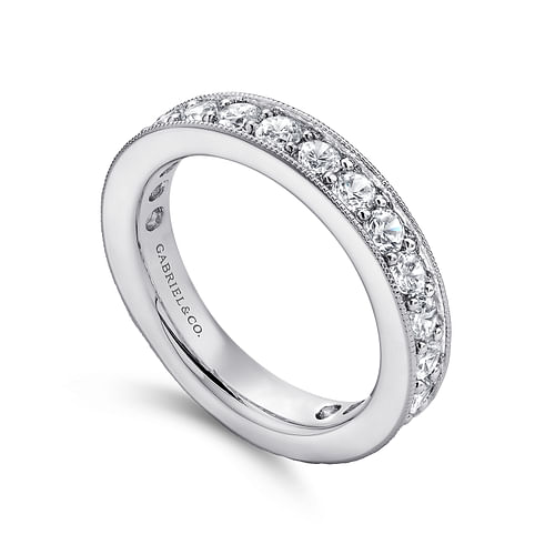 14K White Gold Channel Prong Set Diamond Eternity Band