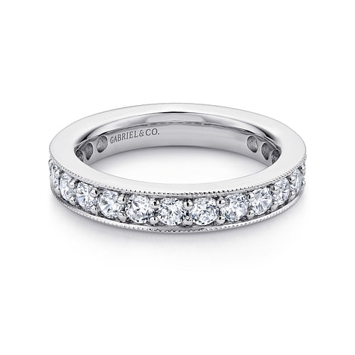 14K White Gold Channel Prong Set Diamond Eternity Band